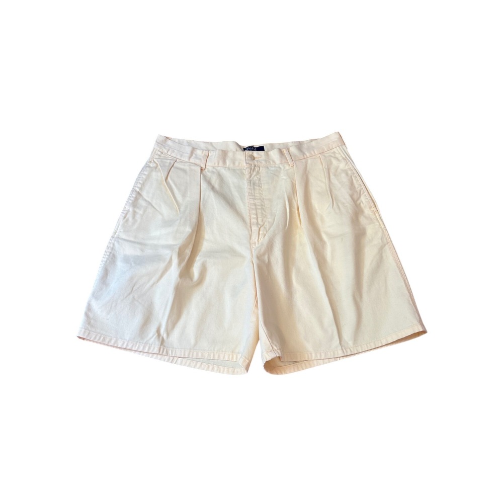 Polo Ralph Lauren Shorts Mens Yellow Vintage Pleated Chino Made in USA SIZE 33
